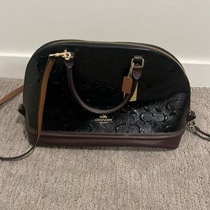 Black and wine coach bag